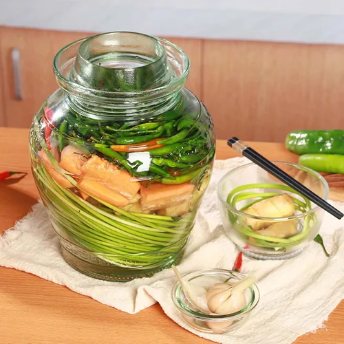 Miniatura 7 de Vencer Tarro de fermentación de vidrio tradicional de 2,5 litros con tapa y piedra de presión, tanque de fermentación de vidrio para decapado