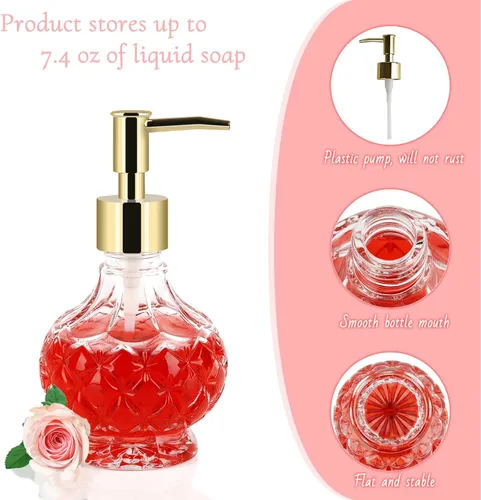 Miniatura 3 de Dispensador de jabón de manos de vidrio para baño con bomba a prueba de óxido para jabón de platos de cocina, jabón de manos, aceite esencial