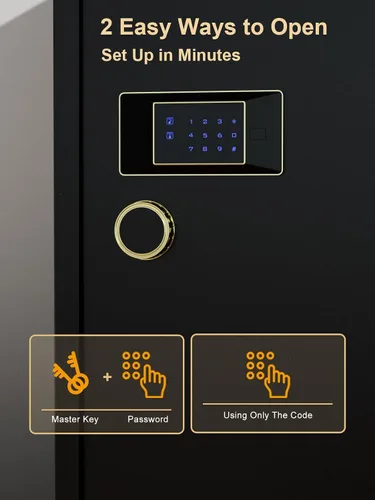 Miniatura 6 de TIGERKING 11.5 pies cúbicos Caja fuerte grande y resistente para seguridad del hogar – Bloqueo digital con pantalla táctil, antirrobo, estantes Negro