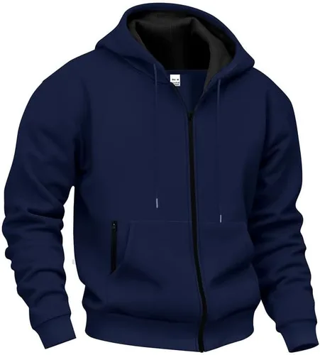 LIZALIG Chaqueta ligera con capucha y cremallera para hombre, estilo bombardero térmico con cremallera completa para senderismo y deportes al aire