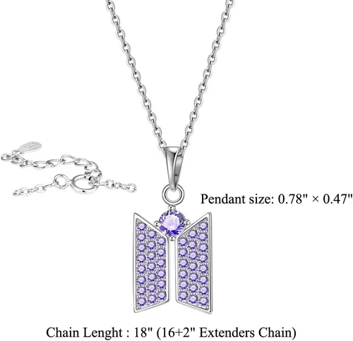 Miniatura 2 de KPOP - Collar con colgante Bangtan para niños, joyería de circonita cúbica para regalo de fanáticos del ejército, Zirconia cúbica, Circonia cúbica