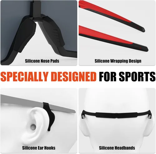 Miniatura 6 de X-TIGER Gafas de sol polarizadas para deportes con 5 lentes intercambiables, gafas de ciclismo para hombres y mujeres, para béisbol, correr, pesca