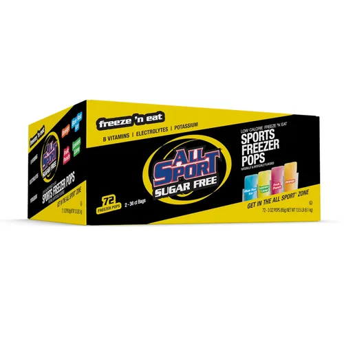 All Sport Body Quencher Freezer Bars Variety Pack (Sugar Free) Giant Sized 3oz, 72 CT Refreshing Ice Pops with Electrolytes