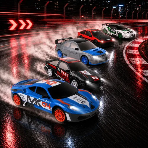 Miniatura 4 de Liberty Imports RC Drift Car 1/24 2.4GHz 4WD Control remoto Sport Racing Vehículo en carretera con luz LED, baterías y neumáticos de deriva