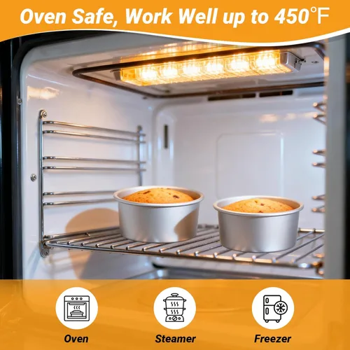 Miniatura 4 de Beasea Juego de 2 moldes redondos de 6 pulgadas para tartas de queso de aleación de aluminio antiadherente con parte inferior extraíble para hornear
