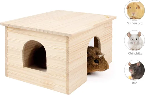 Miniatura 3 de Niteangel Casa de madera con ventana, chinchilla y cobaya cabaña escondite