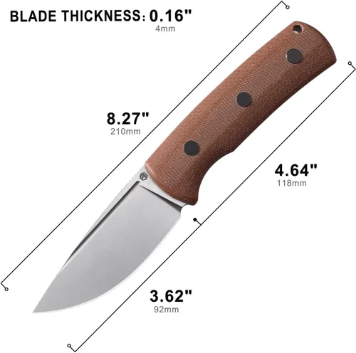 Miniatura 3 de Petrified fish PFP01F Beluga Cuchillo de hoja fija, 3.62 pulgadas, hoja de satén N690, 5.85 onzas G10/Micarta mango cuchillo de hoja fija