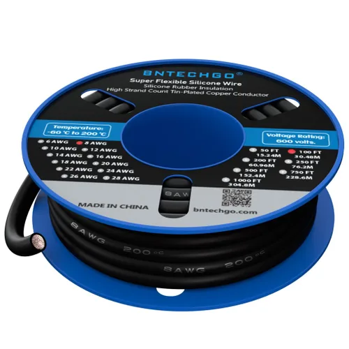Miniatura 7 de Bntechgo 8 alambres de silicona suave y flexible, silicona resistente a altas temperaturas, altamente eficiente 8 AWG calibre, 1650 hilos de alambre