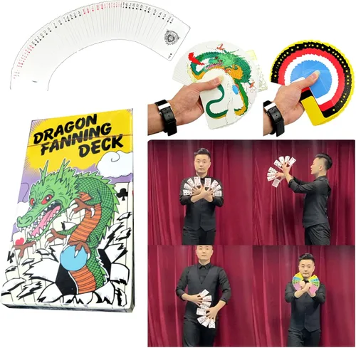 Miniatura 7 de sumrica Dragon Fanning Poker (2 mazos) Juego de cartas mágicas Trucos de magia Manipulación Dragon Fanning Deck Magic Poker Ilusiones de primer