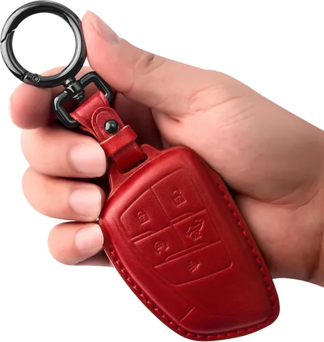 Miniatura 10 de Tukellen Funda para Llavero de Cuero Genuino Smart Key Holder Sleeve Compatible con 2021-2026 Chevy Chevrolet Colorado Equinox Silverado GMC Canyon