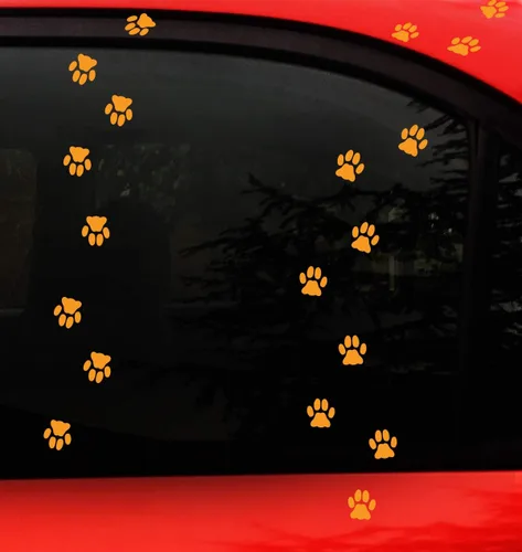 Calcomanía de vinilo con estampado de huellas de gato para automóvil, ventana, portátil, taza, 18 unidades, tamaño real de la huella de gato