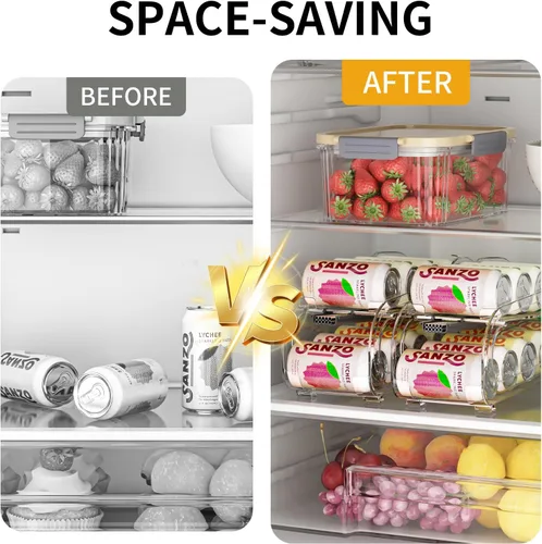 Miniatura 3 de Organizador de bebidas para refrigerador, dispensador organizador de latas de soda para refrigerador con rodado automático, organiza latas