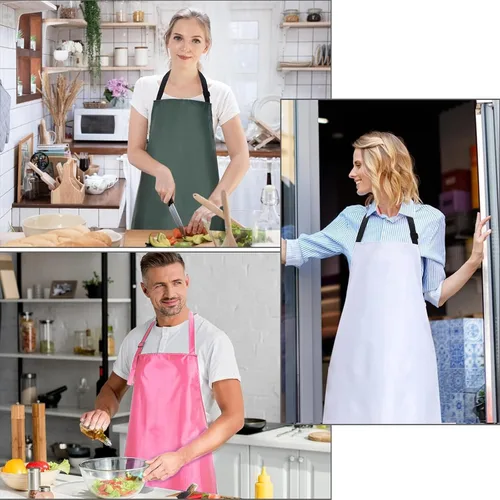 Miniatura 7 de Paquete de 2 delantales de vinilo de goma impermeables de 40 pulgadas, delantales de chef para hombres, delantales de trabajo químico de alta