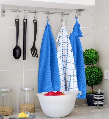 Miniatura 7 de Utopia Towels - Juego de 12 toallas de cocina, 15 x 25 pulgadas, 100% algodón hilado en anillo súper suave y absorbente, toallas de lino para Azul