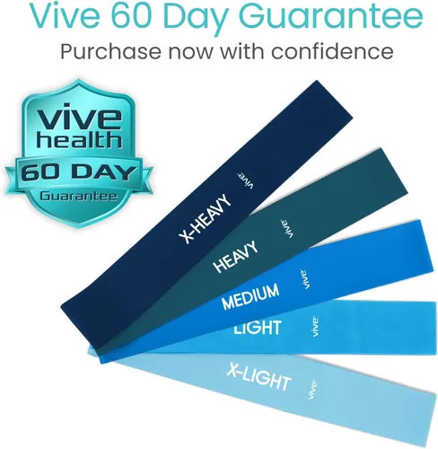 Miniatura 9 de Vive Resistance Bands for Working Out (5 Pack) - Exercise & Workout Resistance Kit - Stretch, Elastic Loop Bands for Physical Therapy, Pilates, Yoga