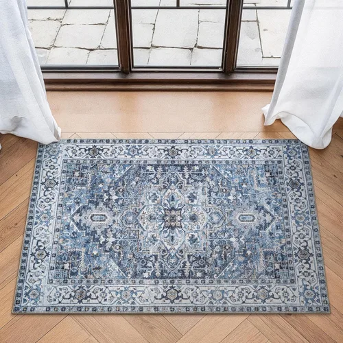 Miniatura 52 de Bloom Rugs Alfombra lavable antideslizante de 2 x 3 pies, color azul/verde/mandarina, alfombra tradicional oriental para sala de estar, dormitorio