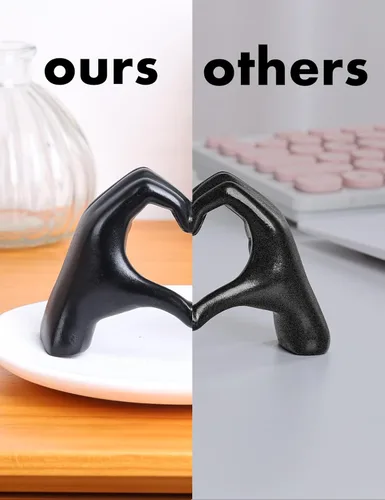 Miniatura 6 de Escultura moderna de manos de corazón de oro, arte decorativo de mesa, símbolo de amor, decoración del hogar (negro)