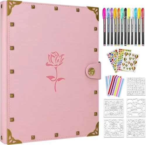 Miniatura 12 de Álbum de recortes de cuero ZEEYUAN, regalo del Día de la Madre, álbum de recortes morado, regalo para abuela, libro de fotos para parejas, libro