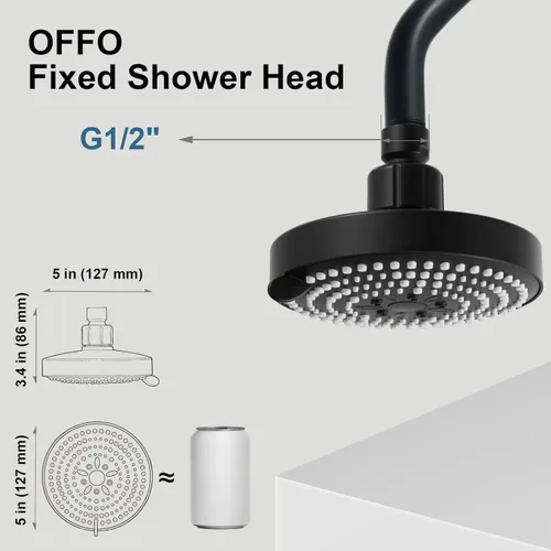 Miniatura 2 de OFFO Cabezal de ducha, cabezal de ducha de alta presión con 6 modos, cabezales de ducha fijos para un fuerte flujo de agua y una experiencia