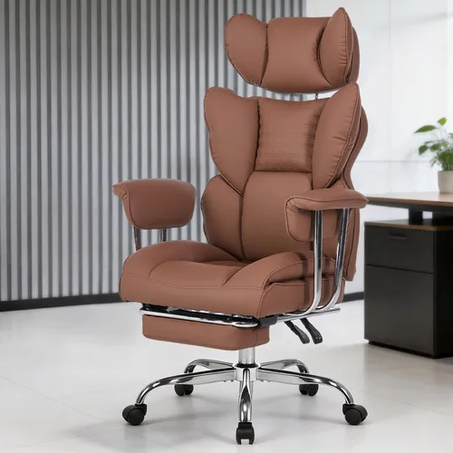 Miniatura 8 de DUMOS Silla de oficina grande y alta, 350 libras, silla de escritorio ejecutiva de piel sintética resistente a los arañazos con reposapiés, silla