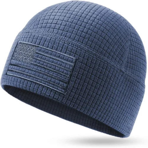 Miniatura 8 de OUTDOOR SHAPING Gorro de forro polar con bordado de bandera americana en cuadrícula, táctico, militar, gorra de cráneo del ejército