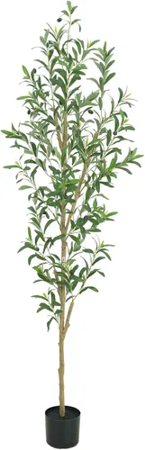 Árbol de olivo artificial de 6 pies, árbol sintético realista con hojas y frutas para decoración de interiores del hogar y la oficina