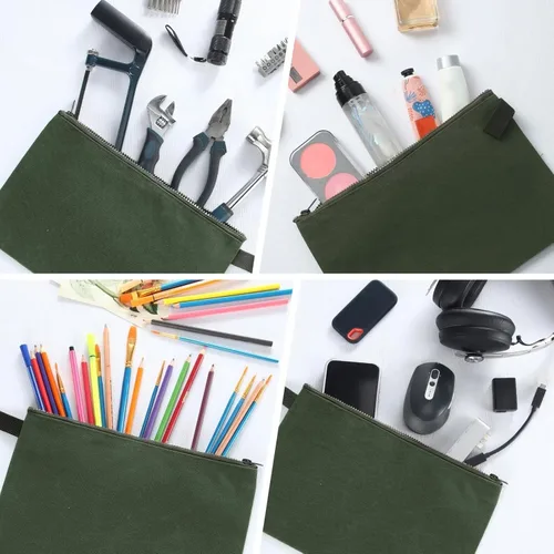 Miniatura 6 de Eccliy 12 bolsas de herramientas de lona con cremallera de 16 onzas, bolsa de utilidad resistente, organizador de almacenamiento multiusos de 11.8 x