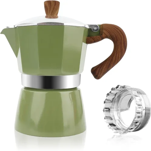Miniatura 10 de ShanSon Moka Pot - Cafetera de café expreso de 3 tazas de 5 onzas, cafetera italiana manual cubana, cafetera italiana espresso greca para capuchino