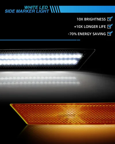 Miniatura 3 de Luz LED de marcador lateral para Chevy Camaro 2010 2011 2012 2013 2014 2015 parachoques delantero trasero parachoques blanco lámparas ahumadas Lente