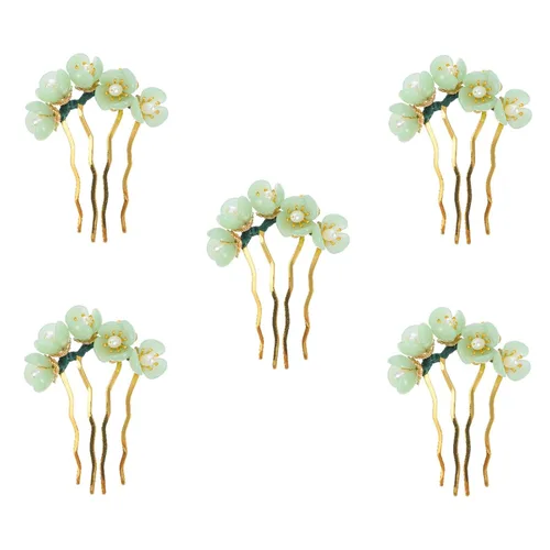 Miniatura 16 de Beaupretty 2 piezas de Jade Flower Hair Women Girls Hair Stick Chino Retro Chignon Pin palillos para el cabello, accesorios de peinado (blanco)
