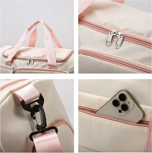 Miniatura 41 de Pequeña bolsa de gimnasio para mujer, bolsa de viaje con compartimento para zapatos