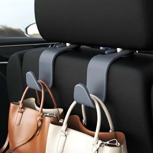 Miniatura 2 de Amooca - Gancho para reposacabezas de asiento de coche, 4 unidades, organizador de almacenamiento universal para bolso de mano, abrigo, ajuste negro