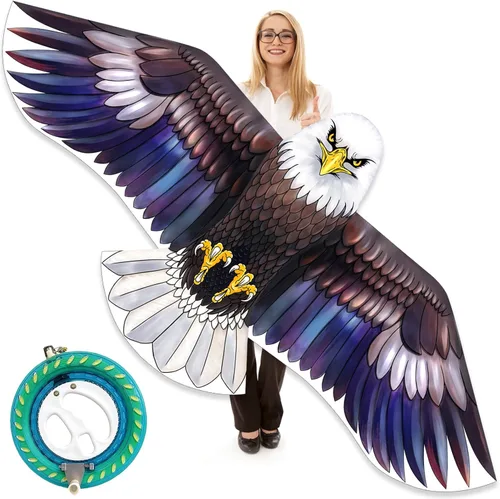 Miniatura 10 de Cometa de águila calva para adultos y niños, cometas enormes fáciles de volar cometa de una sola línea para viaje a la playa