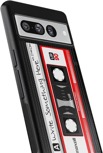 Miniatura 2 de Funda de goma negra personalizada con cinta de casete compatible con Google Pixel 10, 10 Pro, 10 Pro XL, 9a, 9 Pro, Pixel 9, Pixel 9 Pro XL, 8a, 8