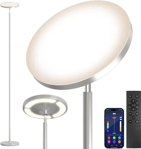 Miniatura 8 de Keepsmile Lámpara de pie de iluminación doble cara LED con aplicación inteligente 36W/2600LM lámpara de pie alta brillante RGB lámpara de pie
