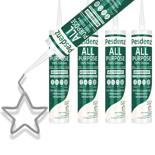 Miniatura 8 de Calafateo universal de silicona gris, sellador de silicona 100% impermeable al aire libre, cartucho flexible adhesivo para calafateo para acuario