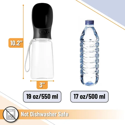 Miniatura 3 de Mr. Pen - Botella de agua para perros, 19 onzas, grande, negra, dispensador portátil de botella de agua para perros, no apto para lavavajillas