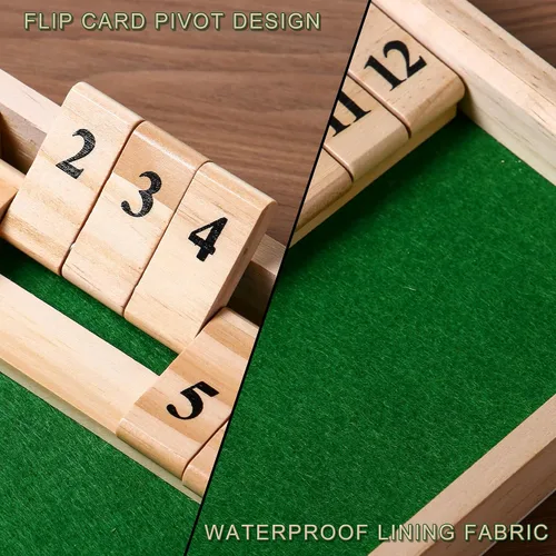 Miniatura 4 de AIUAZA Juego de dados Shut the Box, Juegos de mesa de madera para 2 personas, Competitivo, tradicional para bares, viajes, familia, diversión Batalla