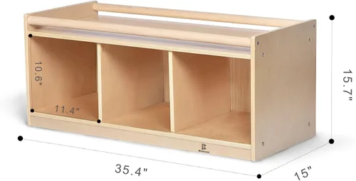 Miniatura 7 de Almacenamiento de juguetes para niños pequeños con respaldo de espejo, cubículos preescolares y guardería para bebés con 2 pasamanos de sujeción