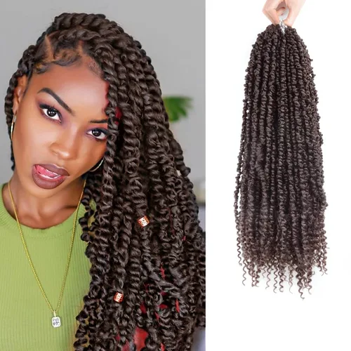 Miniatura 16 de Pelo de Passion Twist – 8 paquetes de 18 pulgadas Passion Twist Crochet para mujeres, cabello rizado pretrenzado Passion Twists extensiones de #2