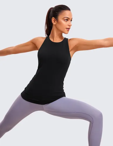 Miniatura 6 de CRZ YOGA Butterluxe Camisetas sin Mangas de Cuello Alto para Mujeres - Espalda Cruzada Entrenamiento Acolchada Yoga Atlética Camisola con Sujetador