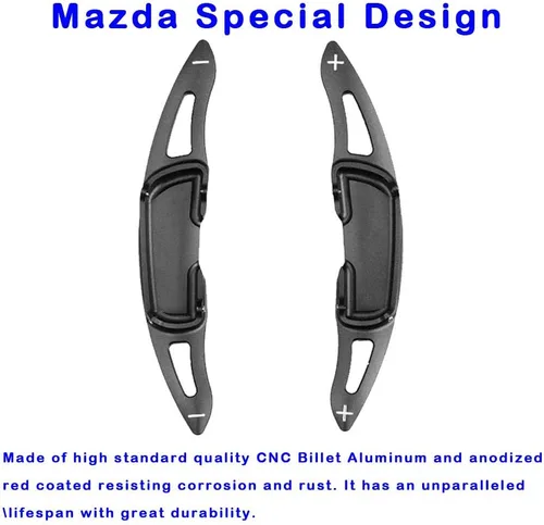 Miniatura 3 de Para Mazda CX-3 CX-5 CX-8 CX-9 Mazda2 Mazda3 Axela Mazda6 Atenza Coberturas de Extensión de Palanca de Cambio de Volante de Metal de Aluminio, Negro