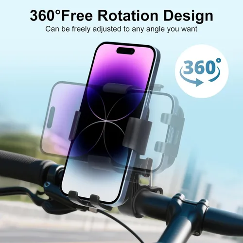 Miniatura 7 de Soporte de teléfono para motocicleta, bloqueo automático a prueba de golpes, anti-vibración, rotación de 360°, soporte de teléfono celular