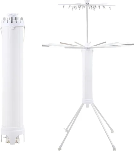 Dollate Escurridor de ropa plegable de 4 patas, 2 niveles, portátil y plegable, ahorro de espacio, con 4 poleas, estante seco de aluminio para ropa