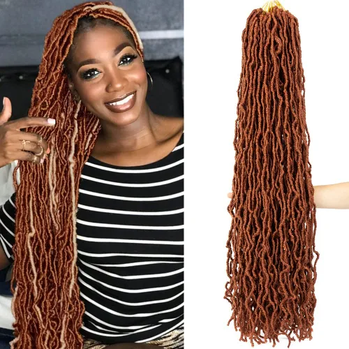 Miniatura 20 de Umylar - Paquetes de 7 rastas sintéticas de ganchillo de 24 pulgadas / 61 cm., extensiones de rastas suaves de diosa, cabello sintético de ganchillo