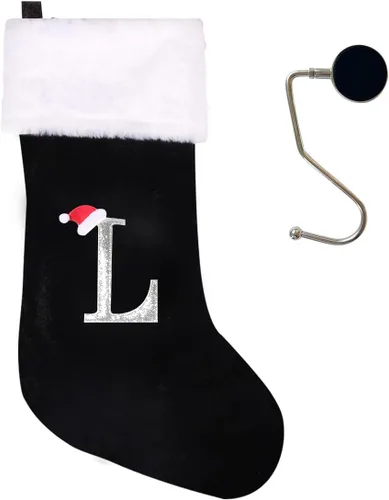 Miniatura 31 de Medias de Navidad de 20 pulgadas con monograma, letras, medias súper suaves grandes de Navidad, medias de monograma rojo para Navidad, regalo