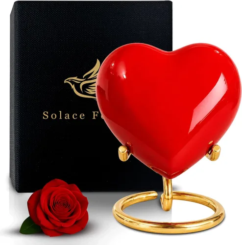 Miniatura 10 de Urnas pequeñas para cenizas humanas, urna de recuerdo para cenizas, conmemorativa de urna de corazón pequeño con soporte, un hermoso homenaje