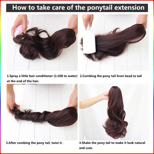 Miniatura 8 de Extensiones de cabello para cola de caballo de 18 pulgadas, 20 pulgadas, extensiones de cola de caballo rizadas, onduladas, extensiones de cola