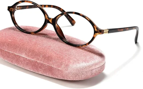 Miniatura 11 de Slocyclub - Lentes de bloqueo de luz azul de moda ovaladas para mujeres y hombres, anteojos vintage con armazón pequeño ovalado retro, Whiskey
