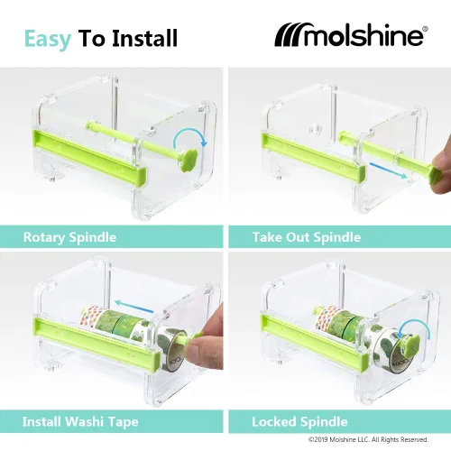 Miniatura 4 de molshine Dispensador de cinta adhesiva Washi transparente para escritorio, cortador de cinta, soporte de cinta adhesiva (no incluye cinta adhesiva)